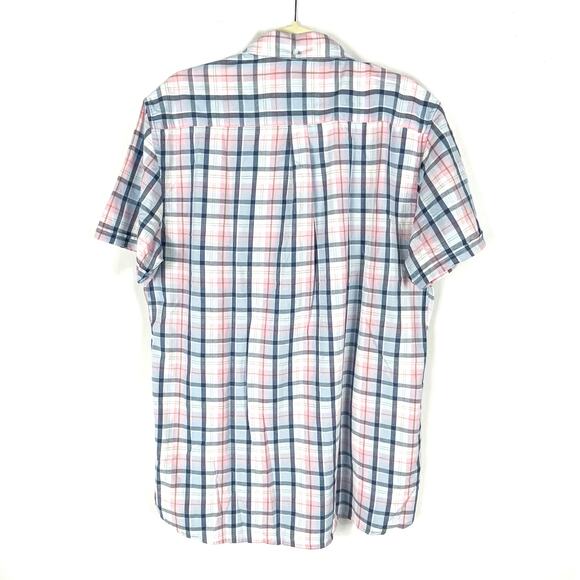 Barbour Furniss Tailored Shirt Pink Plaid Button Down Short Sleeve Sz L Men - Picture 12 of 12